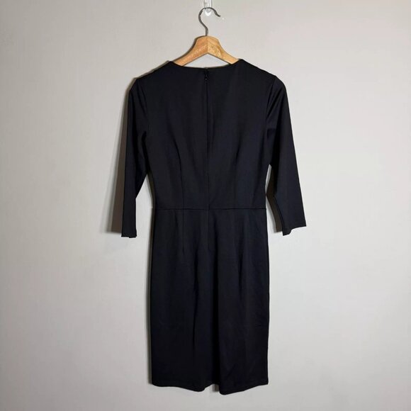 J. McLaughlin 3/4 Sleeve Fitted Knee Length Dress Women's XS Black Career Formal - Picture 2 of 9